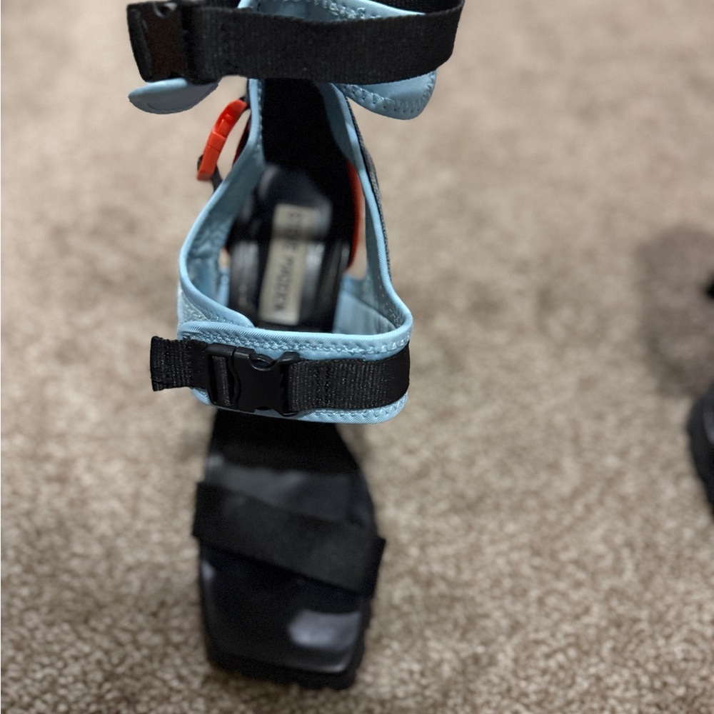 Steve Madden Black and Light Blue Sandals